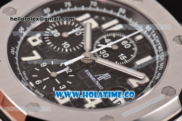 Audemars Piguet Royal Oak Offshore Black Themes Chrono Swiss Valjoux 7750 Automatic Steel Case with Black Dial and White Markers - Click Image to Close